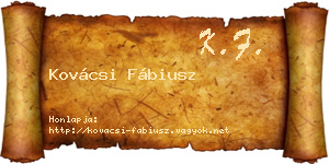 Kovácsi Fábiusz névjegykártya